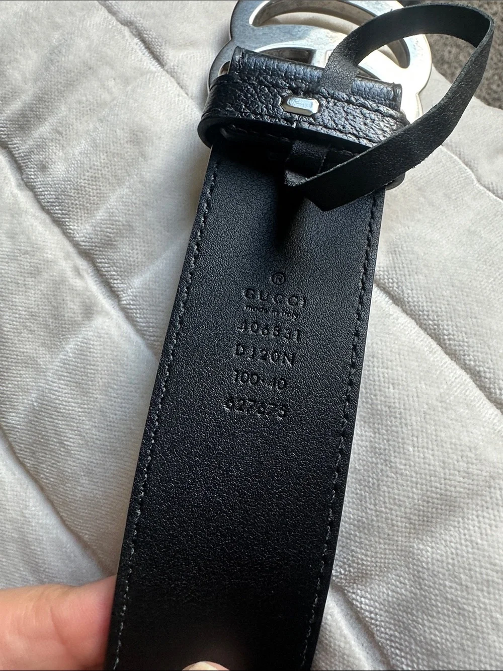 Gucci Black Leather Belt with Silver Double G Buckle